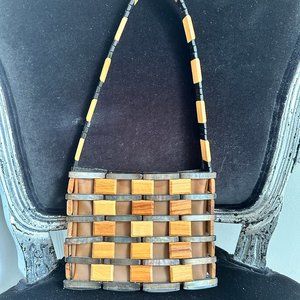 Very Rare Teak Wood and Mother of Pearl Bottega Veneta Cocktail Bag